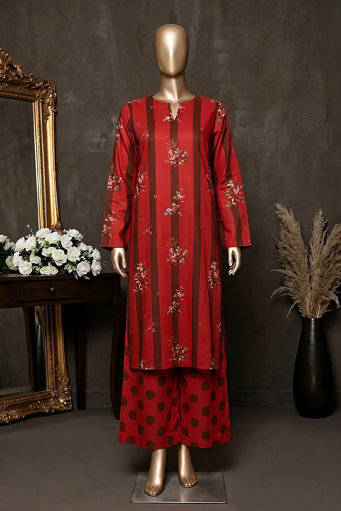2 Piece - Digitally Printed Lawn - Coral 11416
