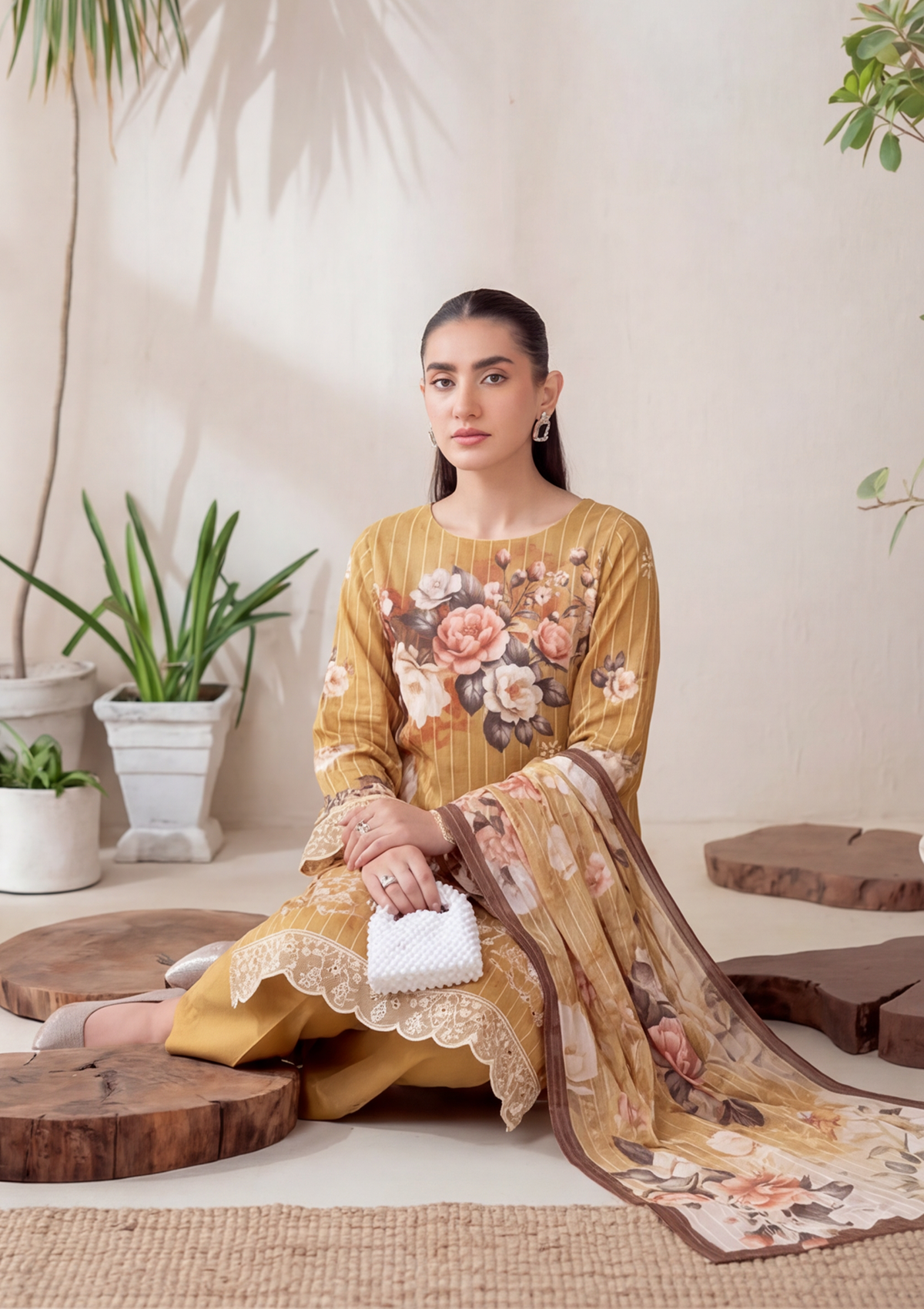 3 Piece - Embroidered Lawn - Fantak V303 - 09