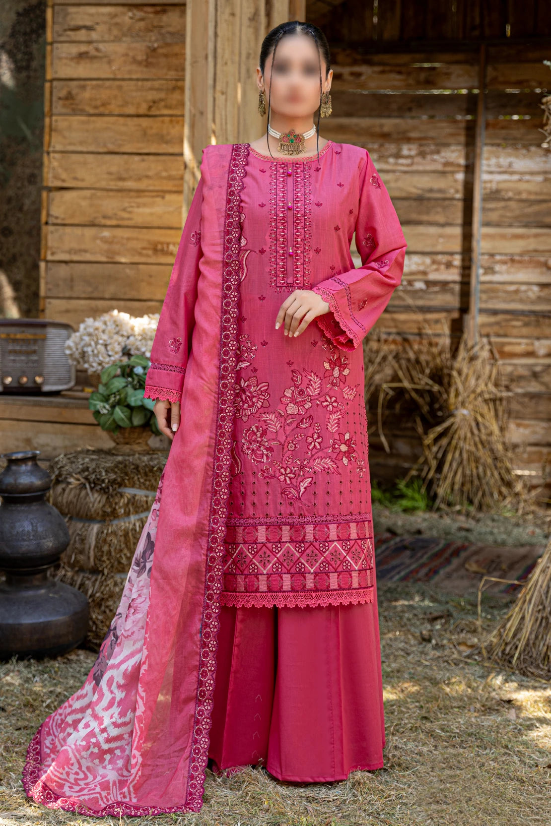 3 Piece - Embroidered Lawn - Andaz 101