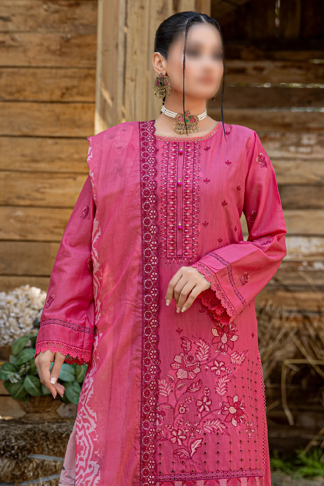 3 Piece - Embroidered Lawn - Andaz 101
