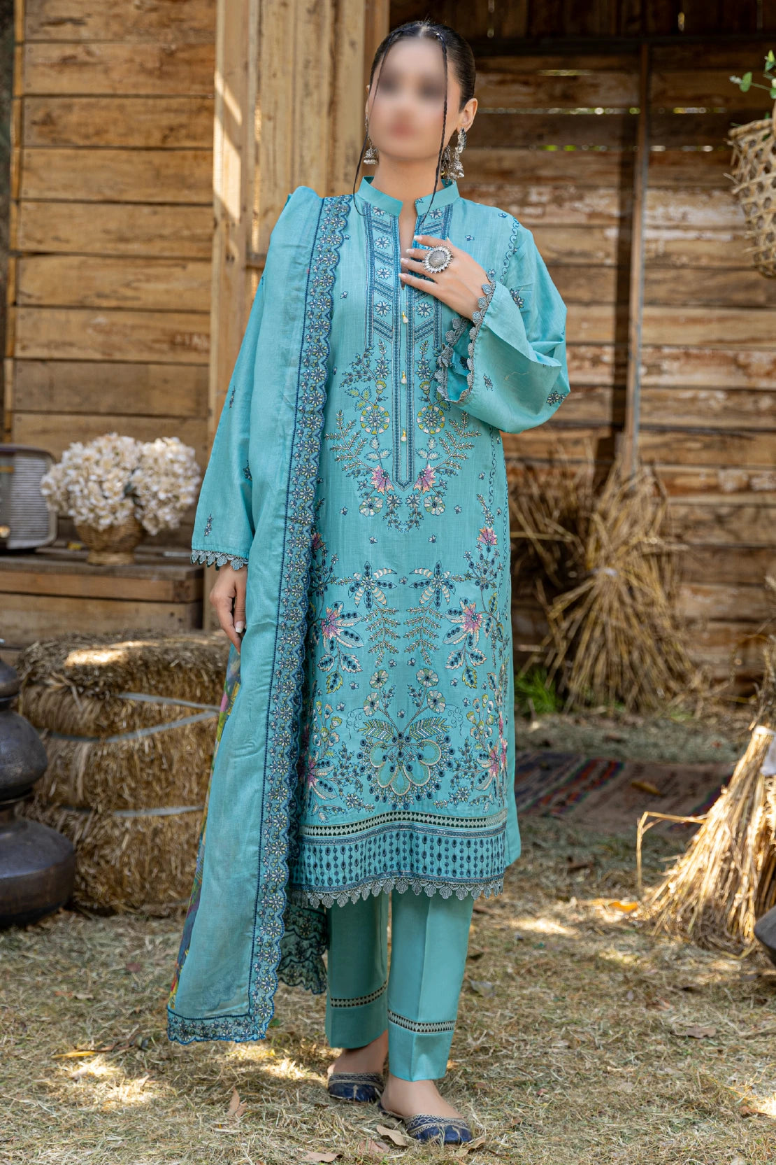 3 Piece - Embroidered Lawn - Andaz 103