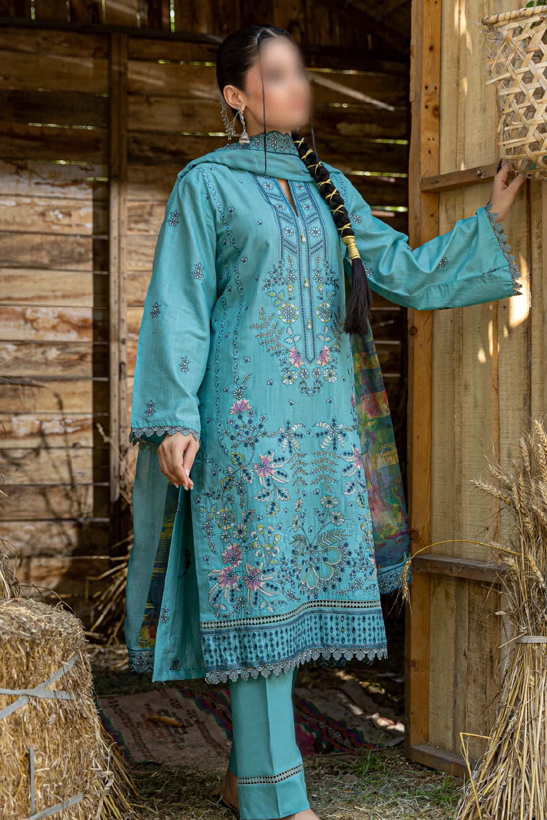 3 Piece - Embroidered Lawn - Andaz 103