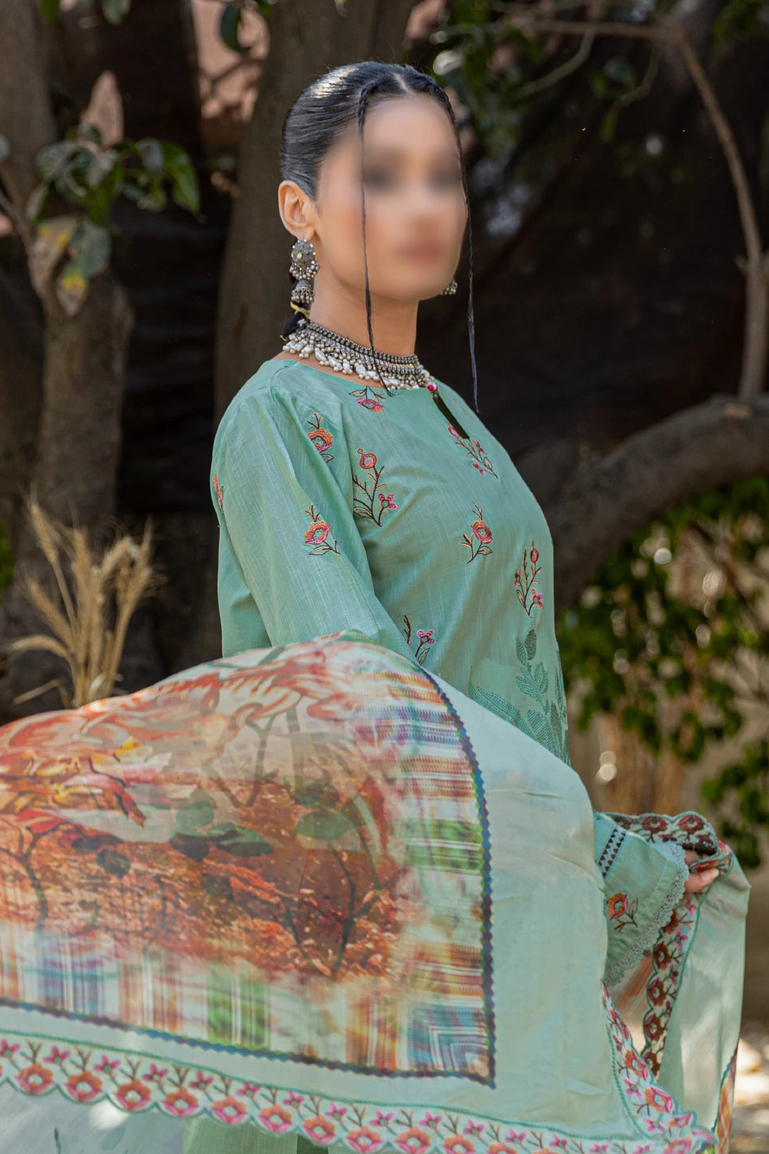 3 Piece - Embroidered Lawn - Andaz 107