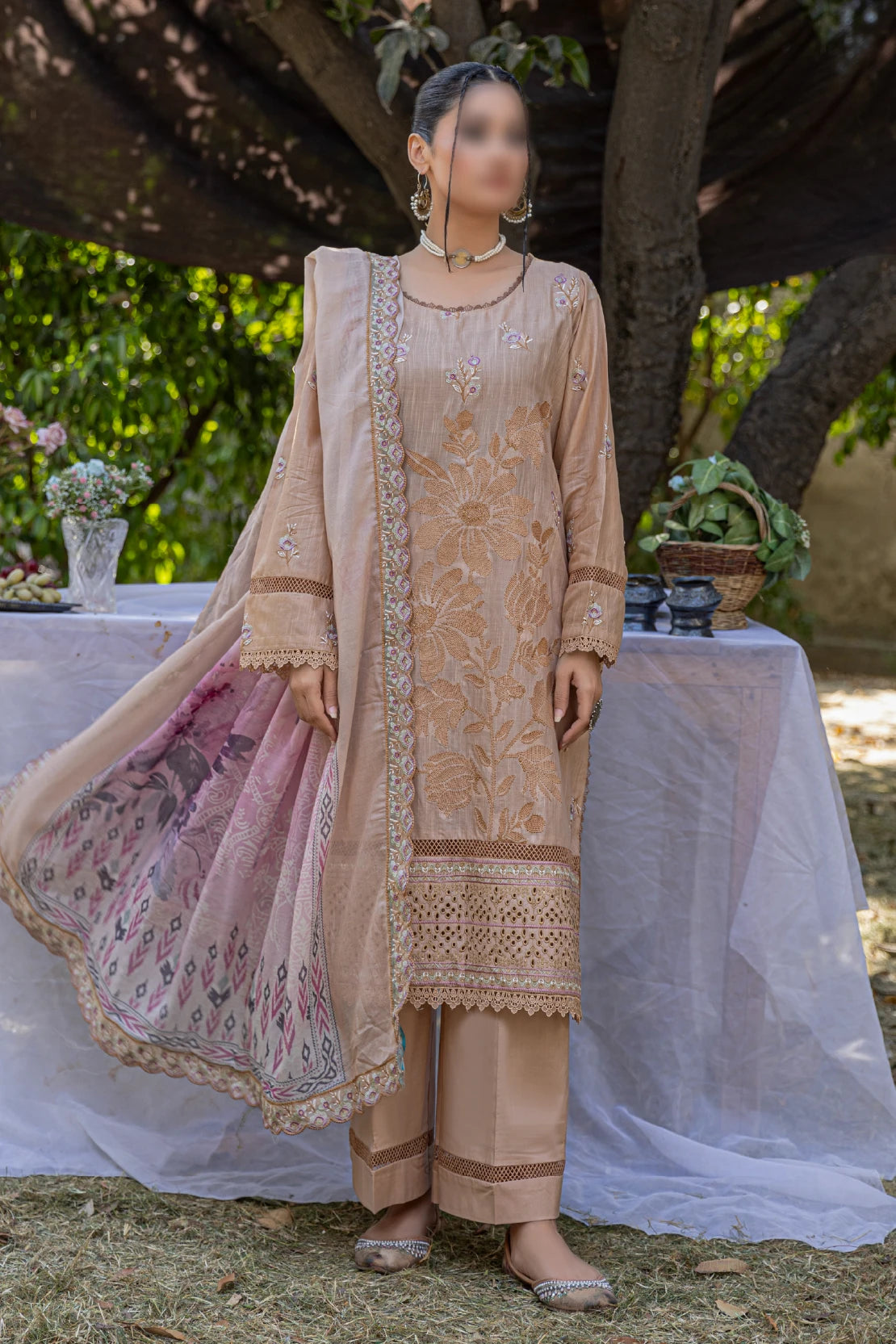 3 Piece - Embroidered Lawn - Andaz 108