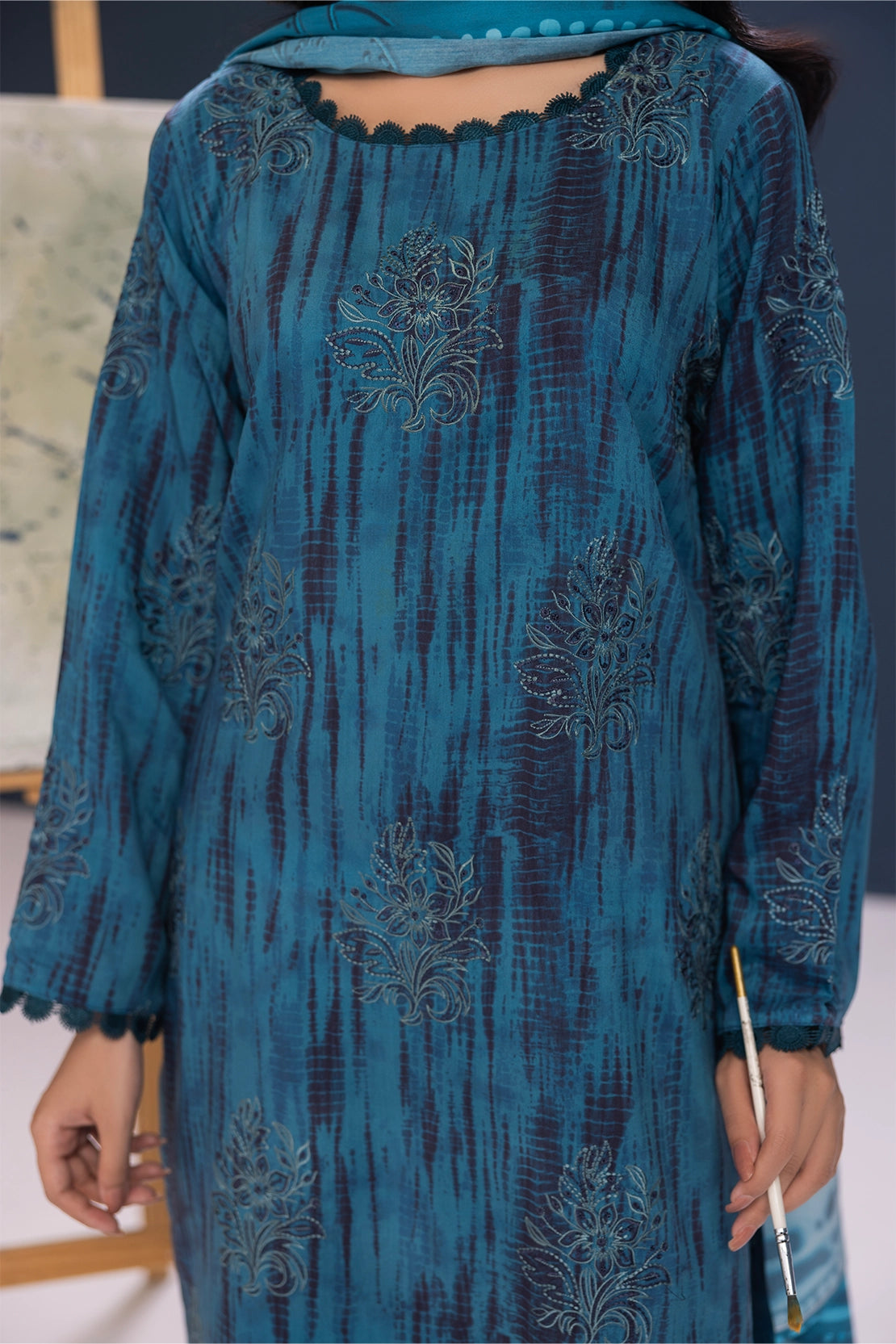 3 Piece - Embroidered Viscose - WD1101