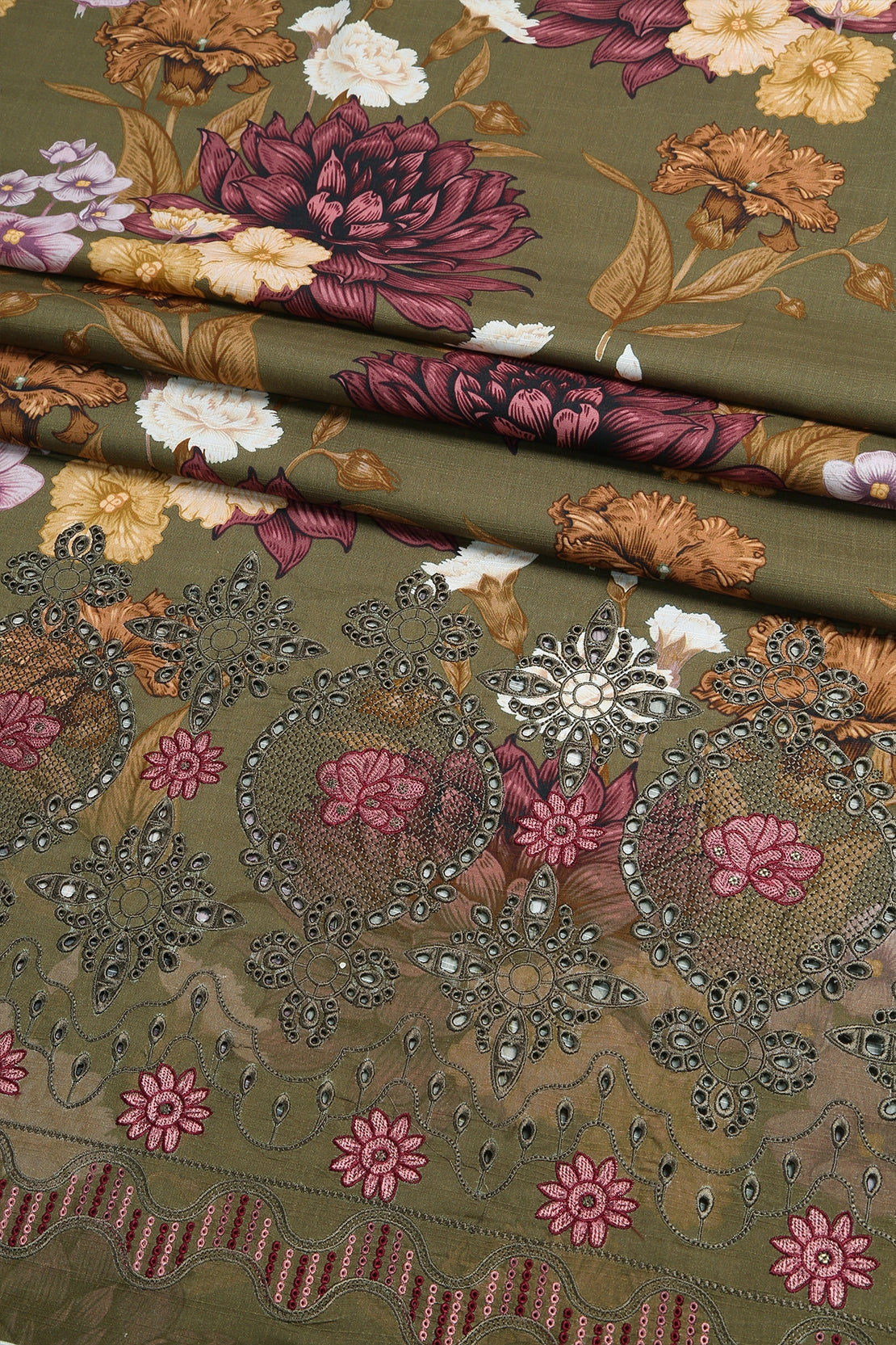 3 Piece - Embroidered Doriya Linen - WD1612