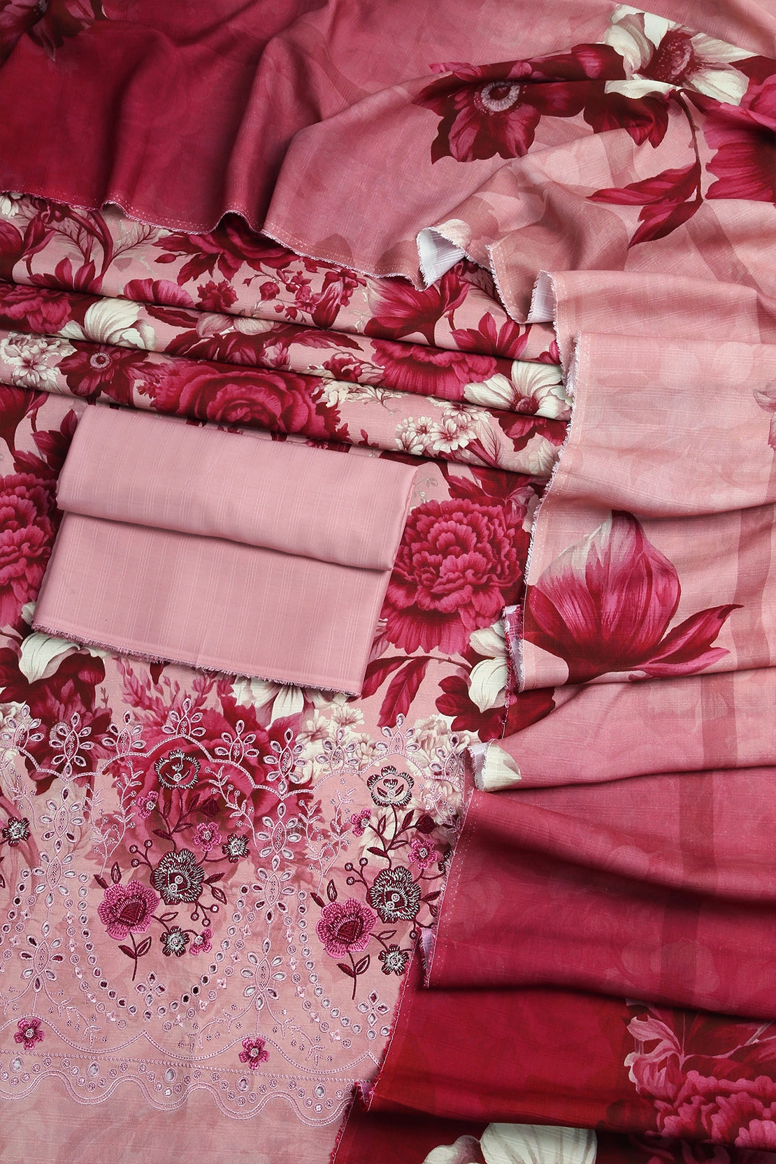 3 Piece - Embroidered Doriya Linen - WD1614
