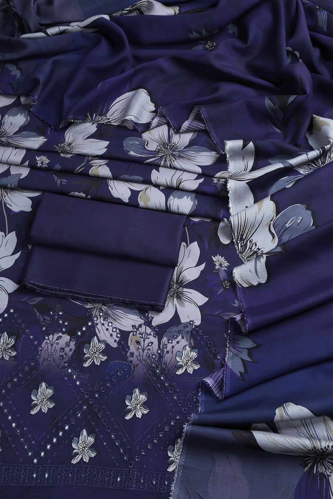 3 Piece - Embroidered Doriya Linen - WD1605