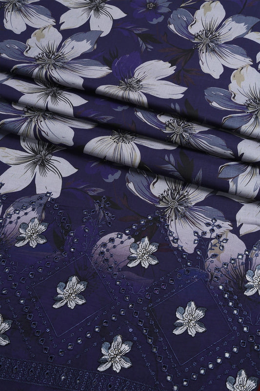 3 Piece - Embroidered Doriya Linen - WD1605