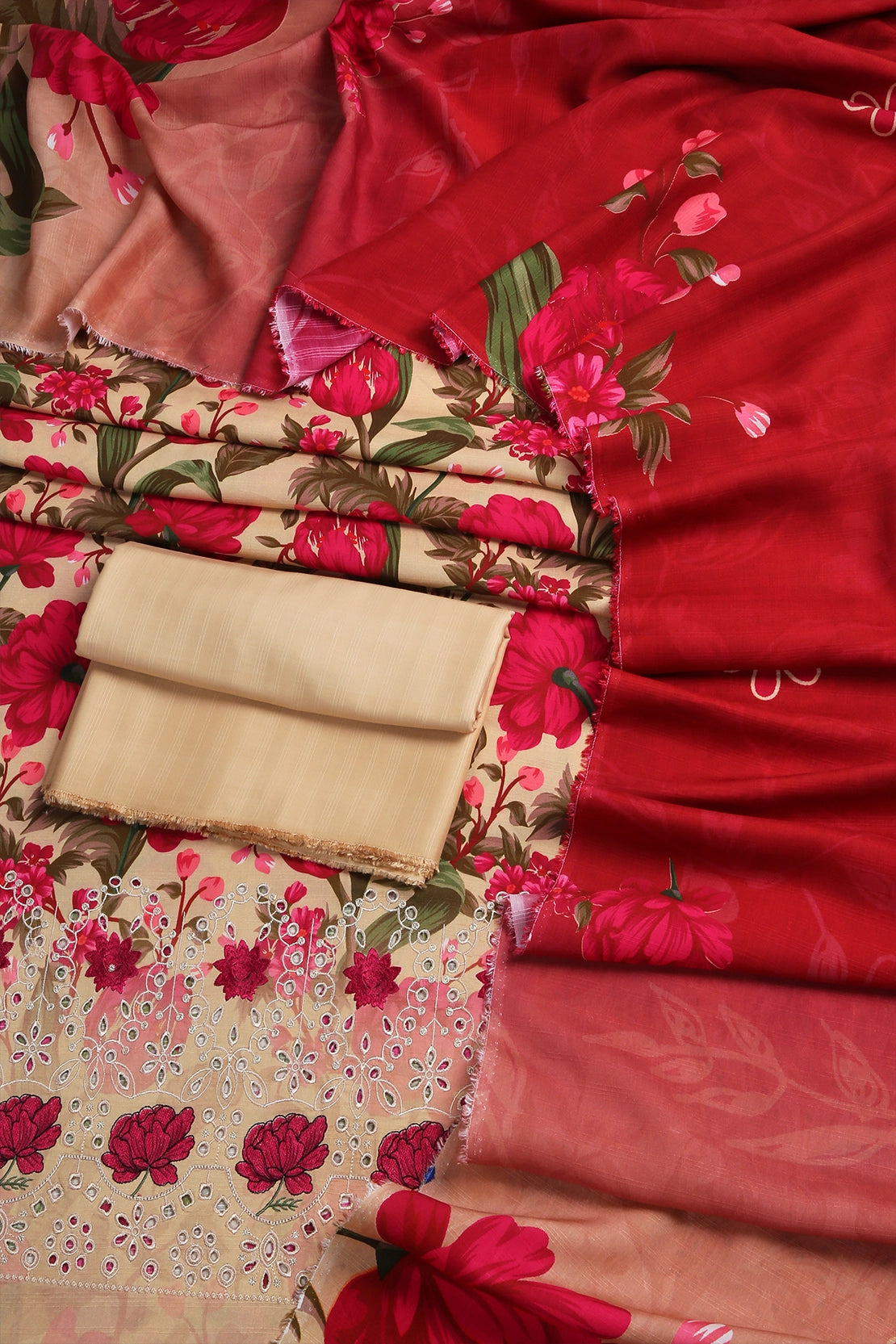3 Piece - Embroidered Doriya Linen - WD1606