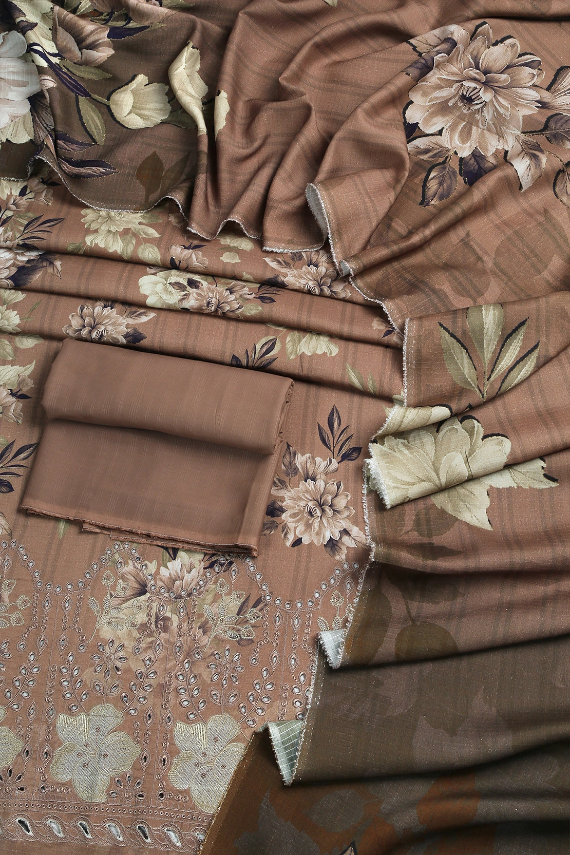 3 Piece - Embroidered Doriya Linen - WD1607