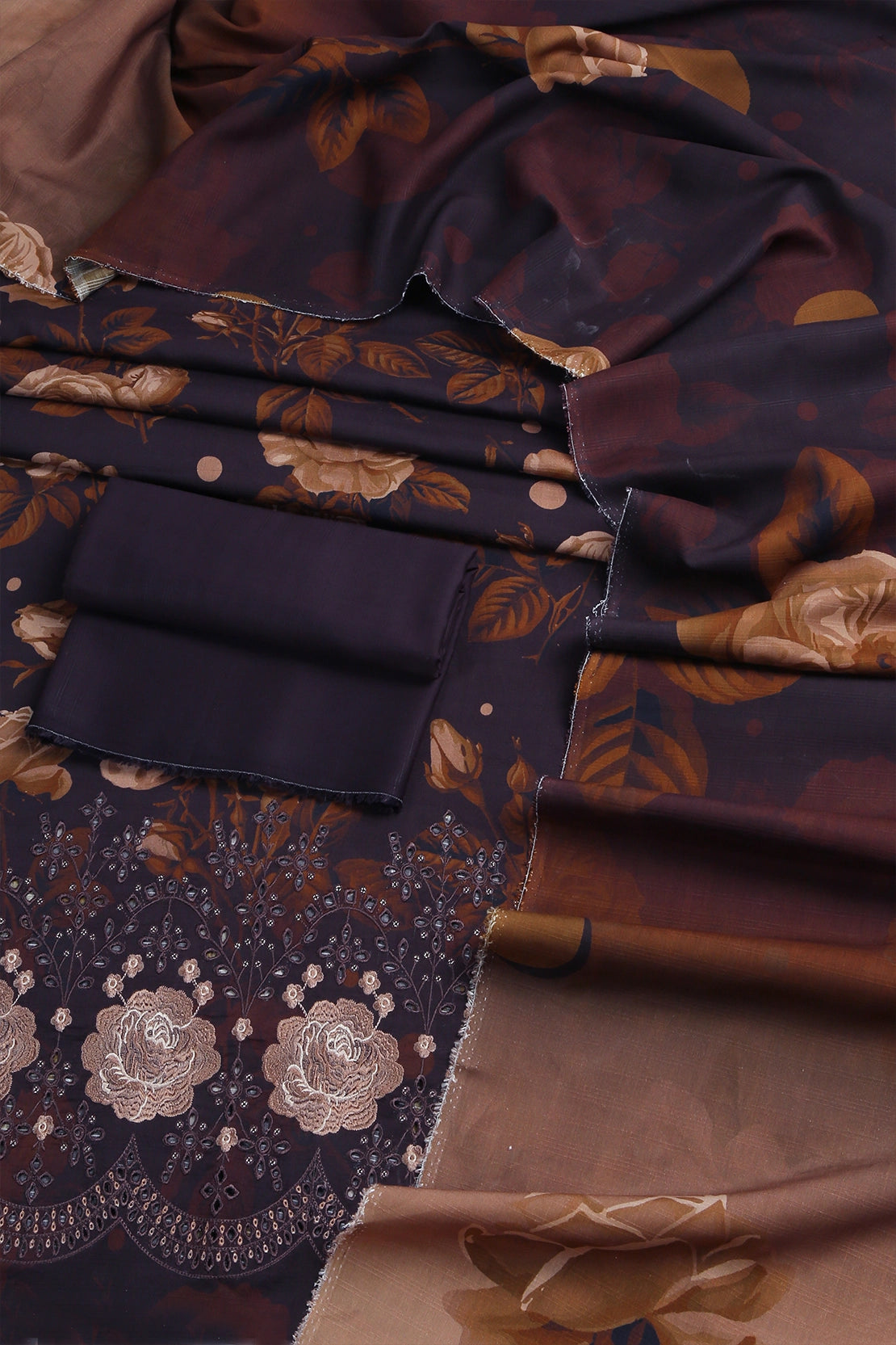 3 Piece - Embroidered Doriya Linen - WD1608