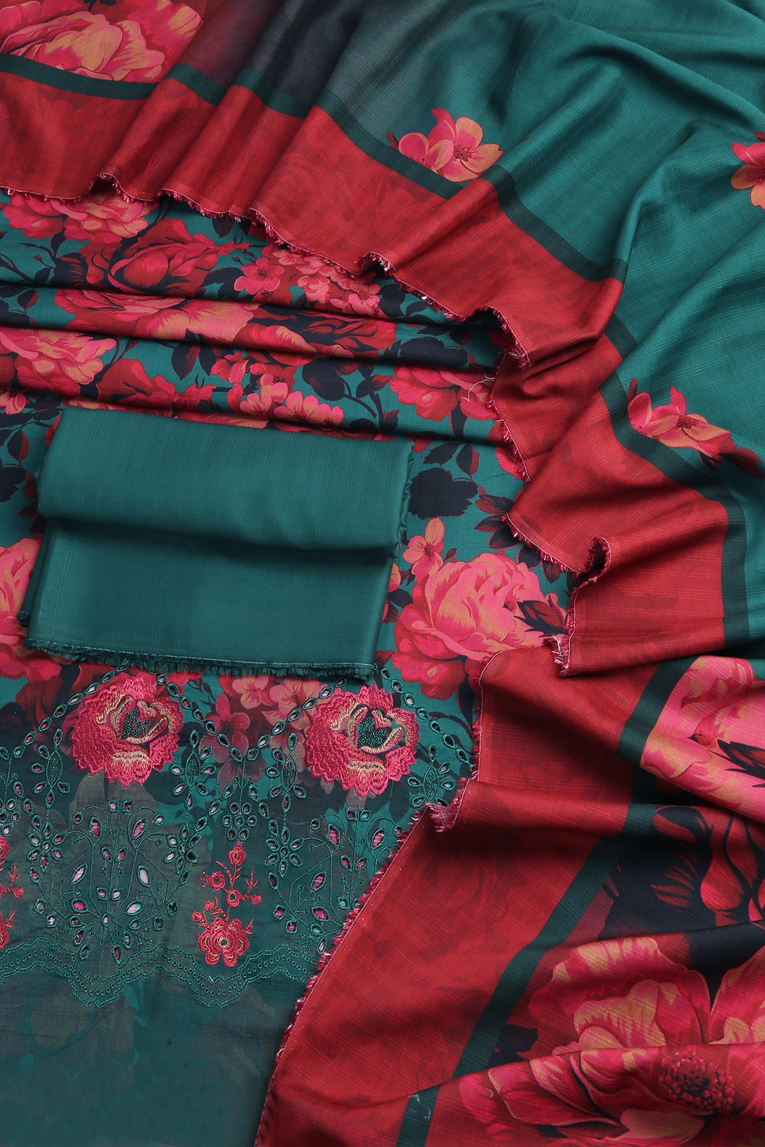 3 Piece - Embroidered Doriya Linen - WD1609