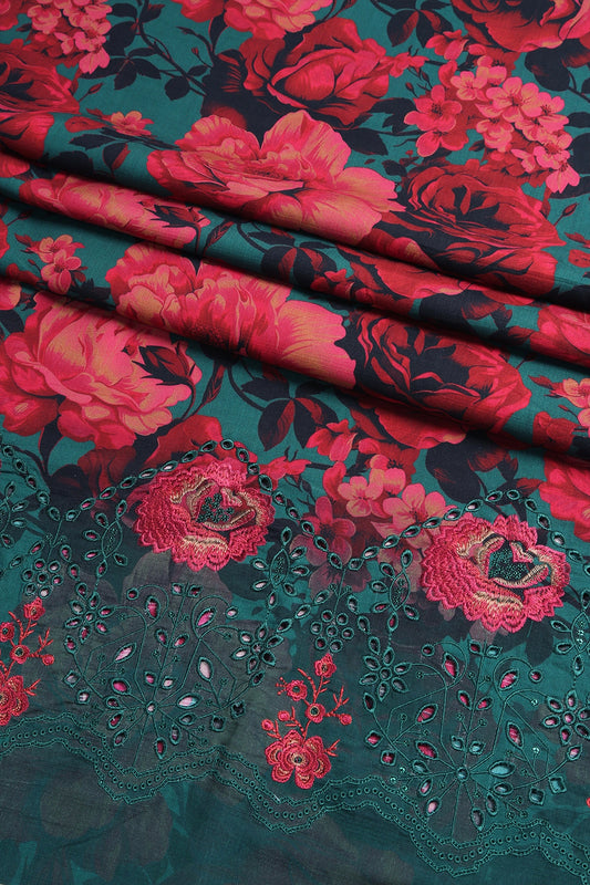 3 Piece - Embroidered Doriya Linen - WD1609