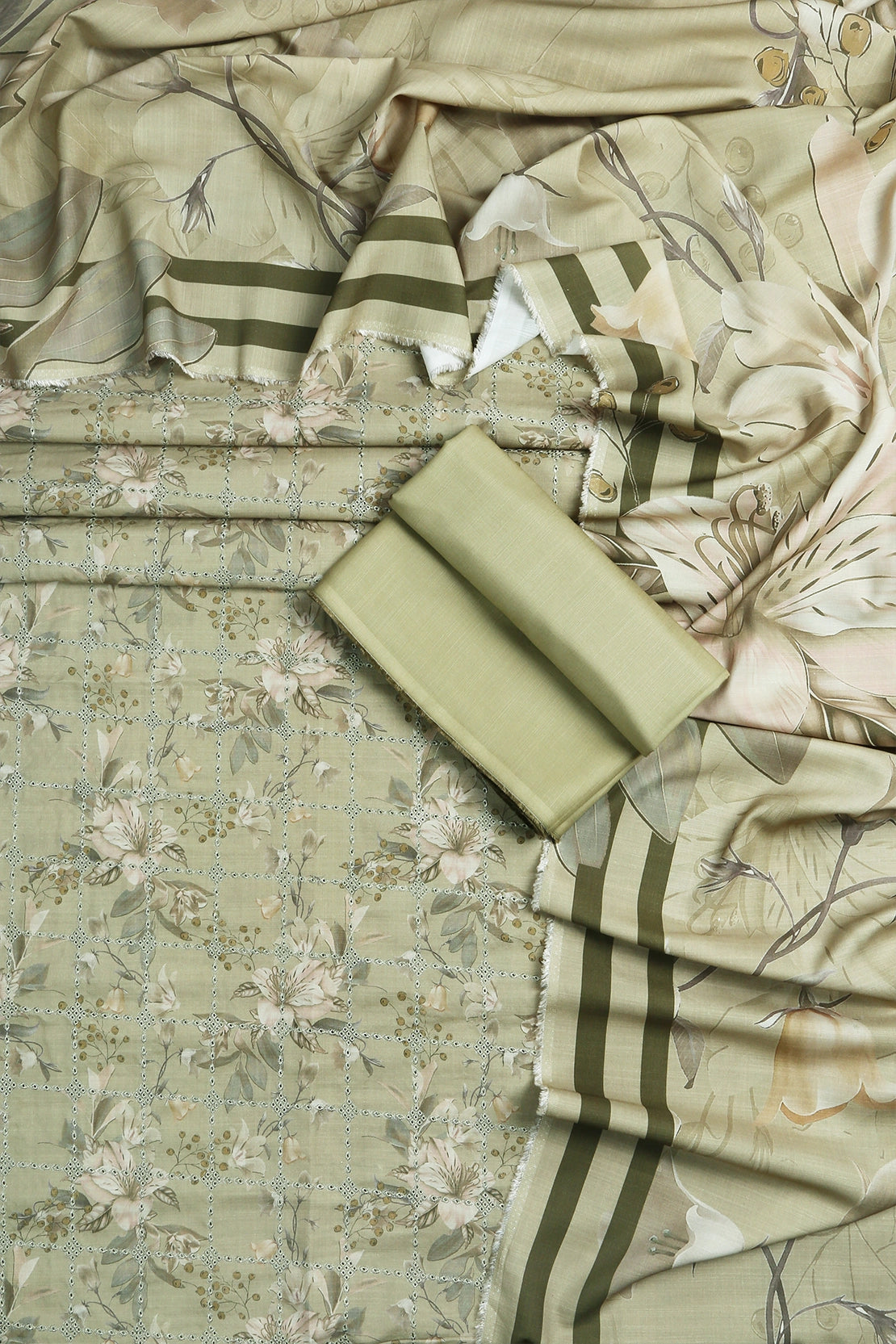 3 Piece - Embroidered Linen Slub - WD1802