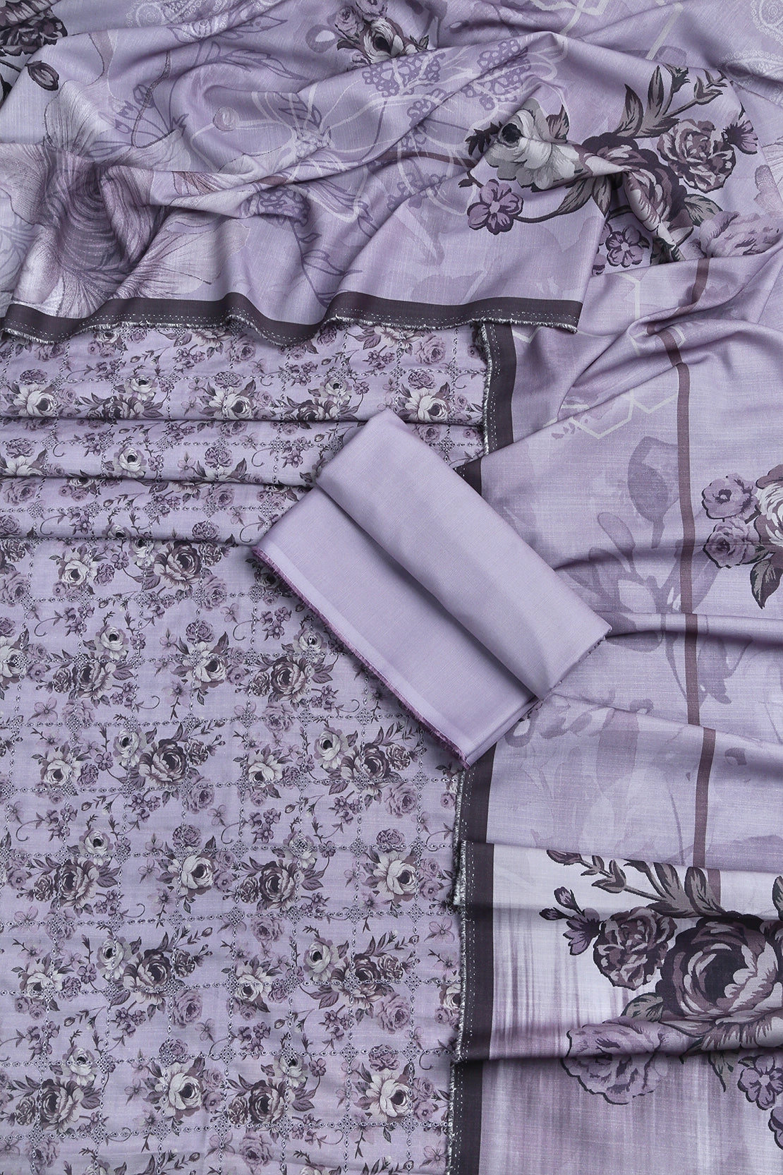 3 Piece - Embroidered Linen Slub - WD1803