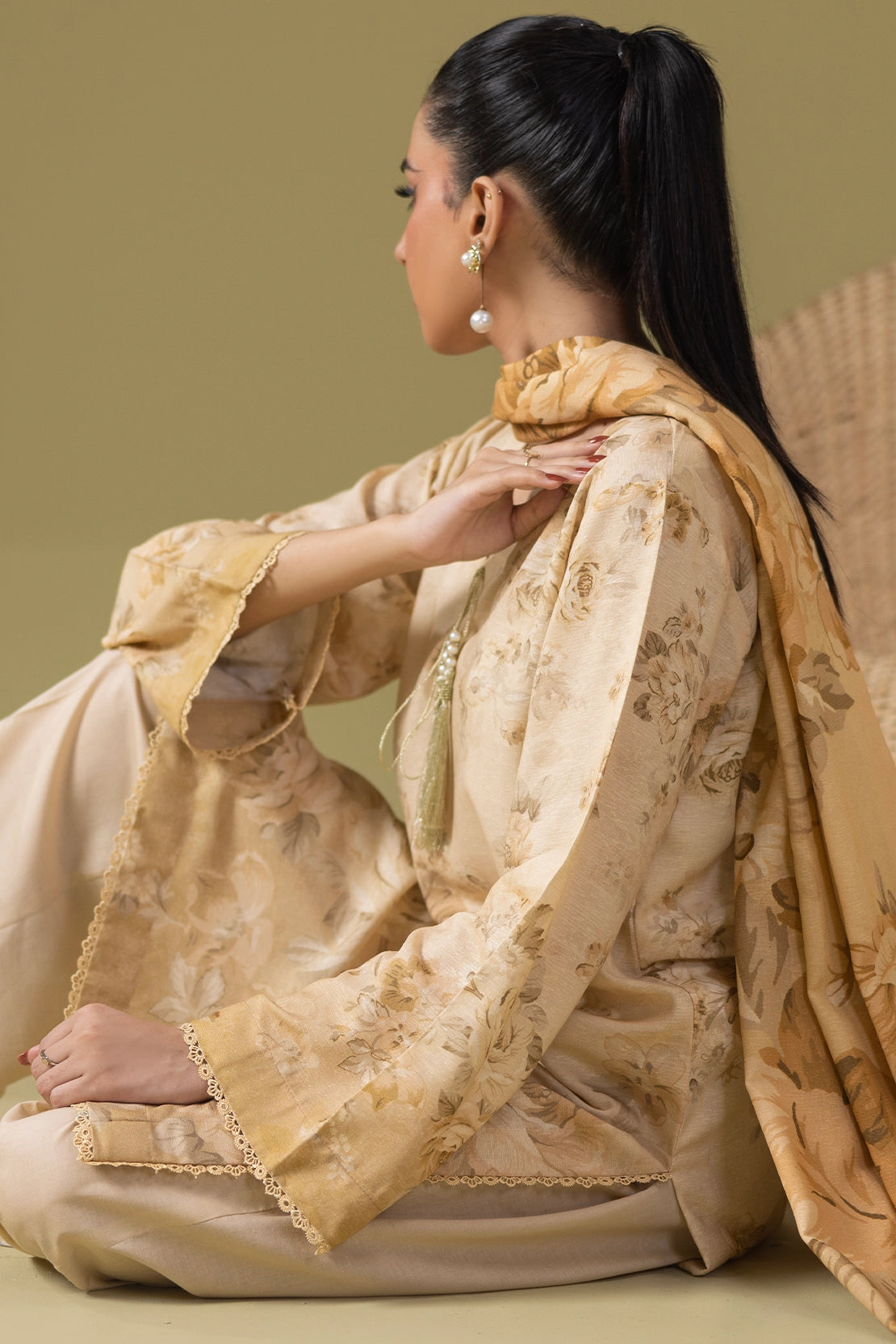 3 Piece - Digitally Printed Silk Karandi - WD811