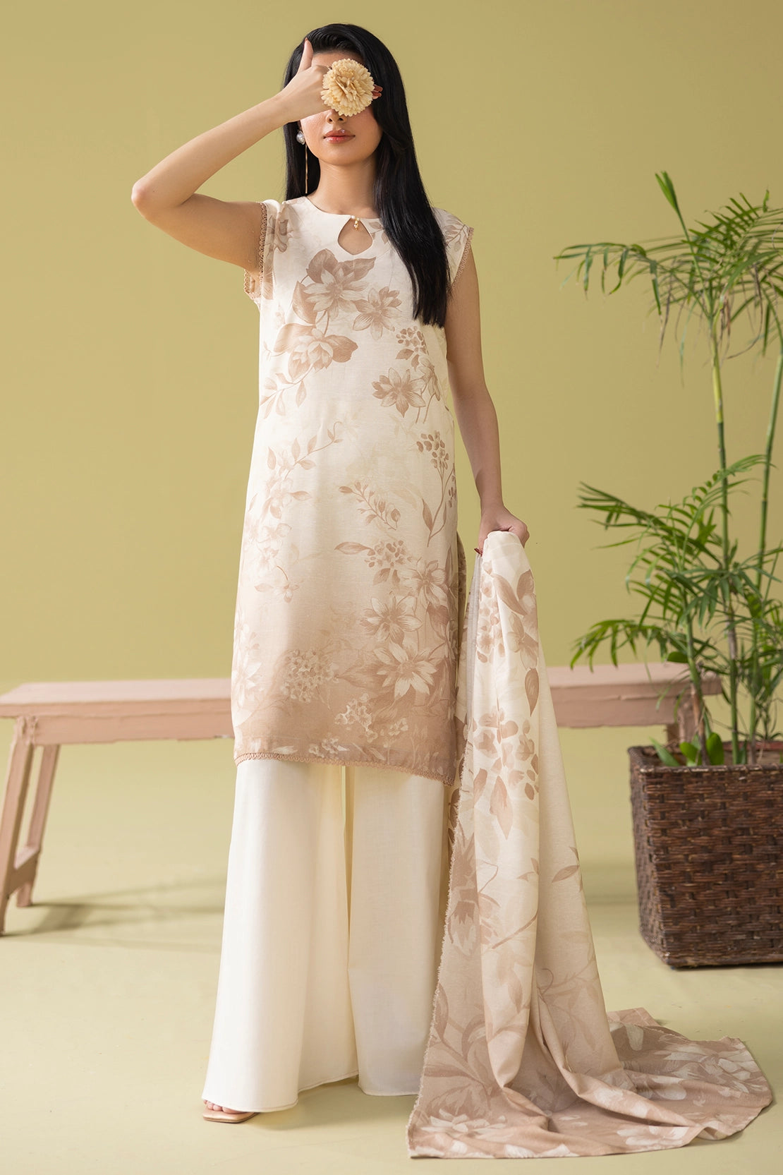 3 Piece - Digitally Printed Silk Karandi - WD805