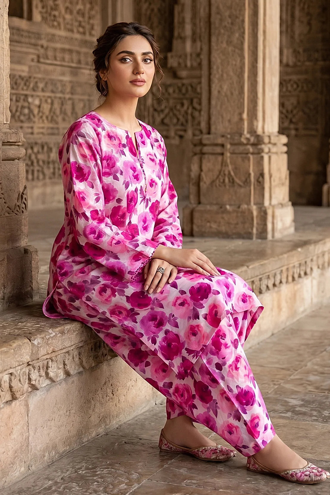 2 Piece - Digitally Printed Doriya Lawn - D4704