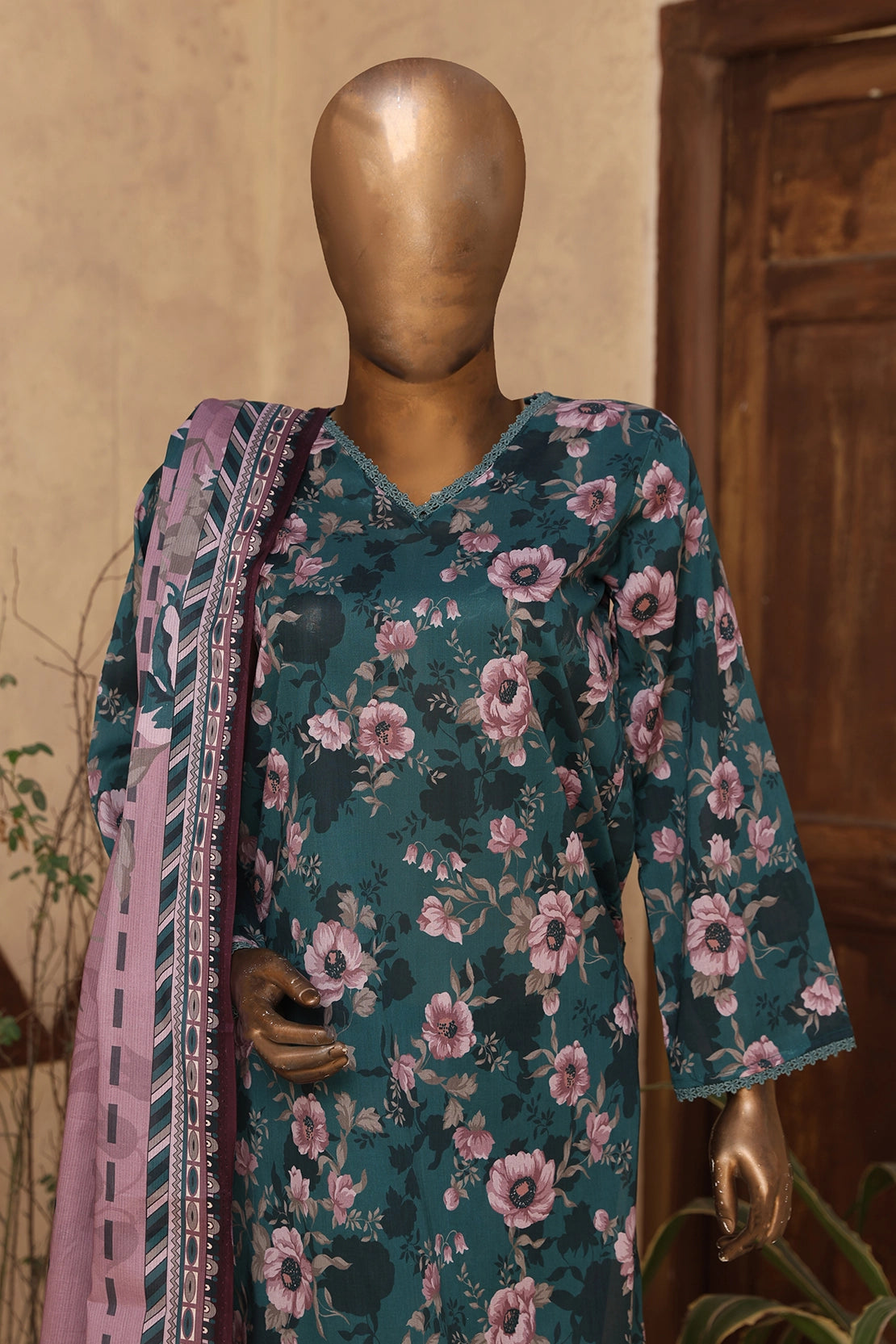 2 Piece - Digitally Printed Doriya Lawn - D304
