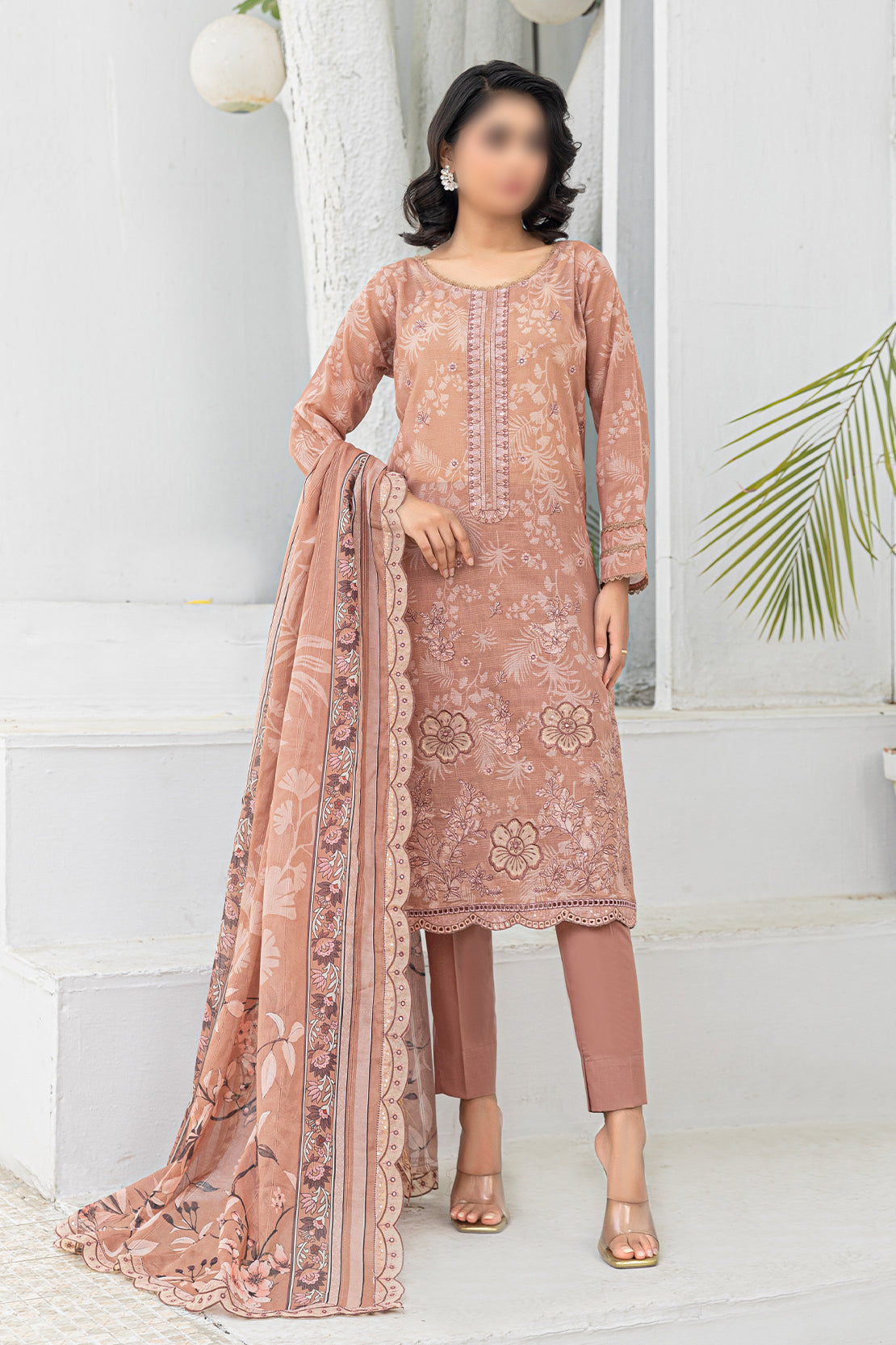 3 Piece - Embroidered Lawn - Afrozeh 203