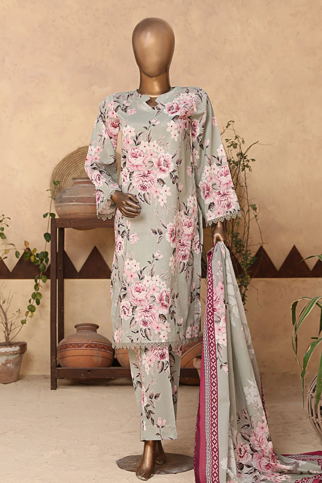 2 Piece - Digitally Printed Doriya Lawn - D302