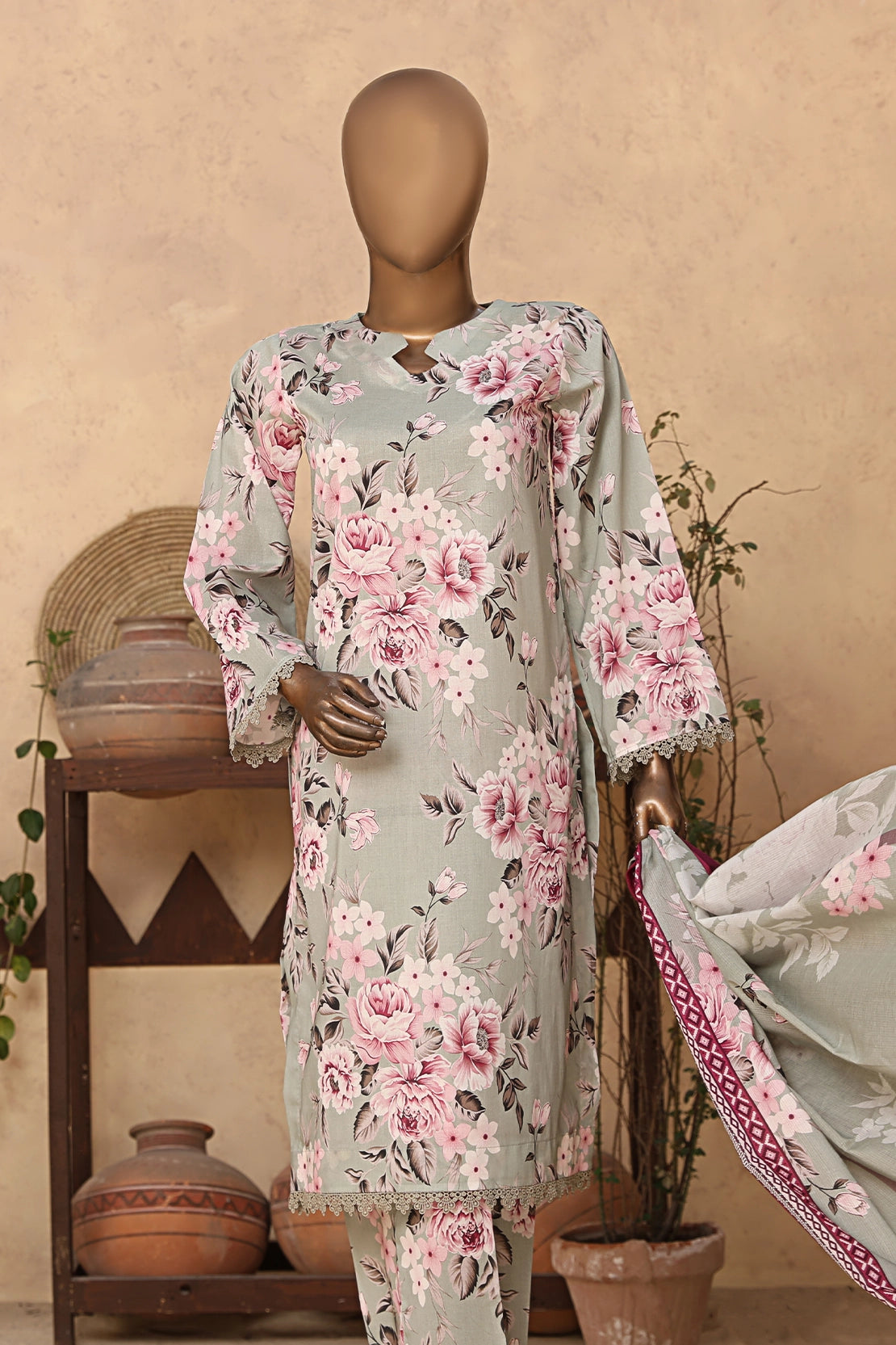 2 Piece - Digitally Printed Doriya Lawn - D302