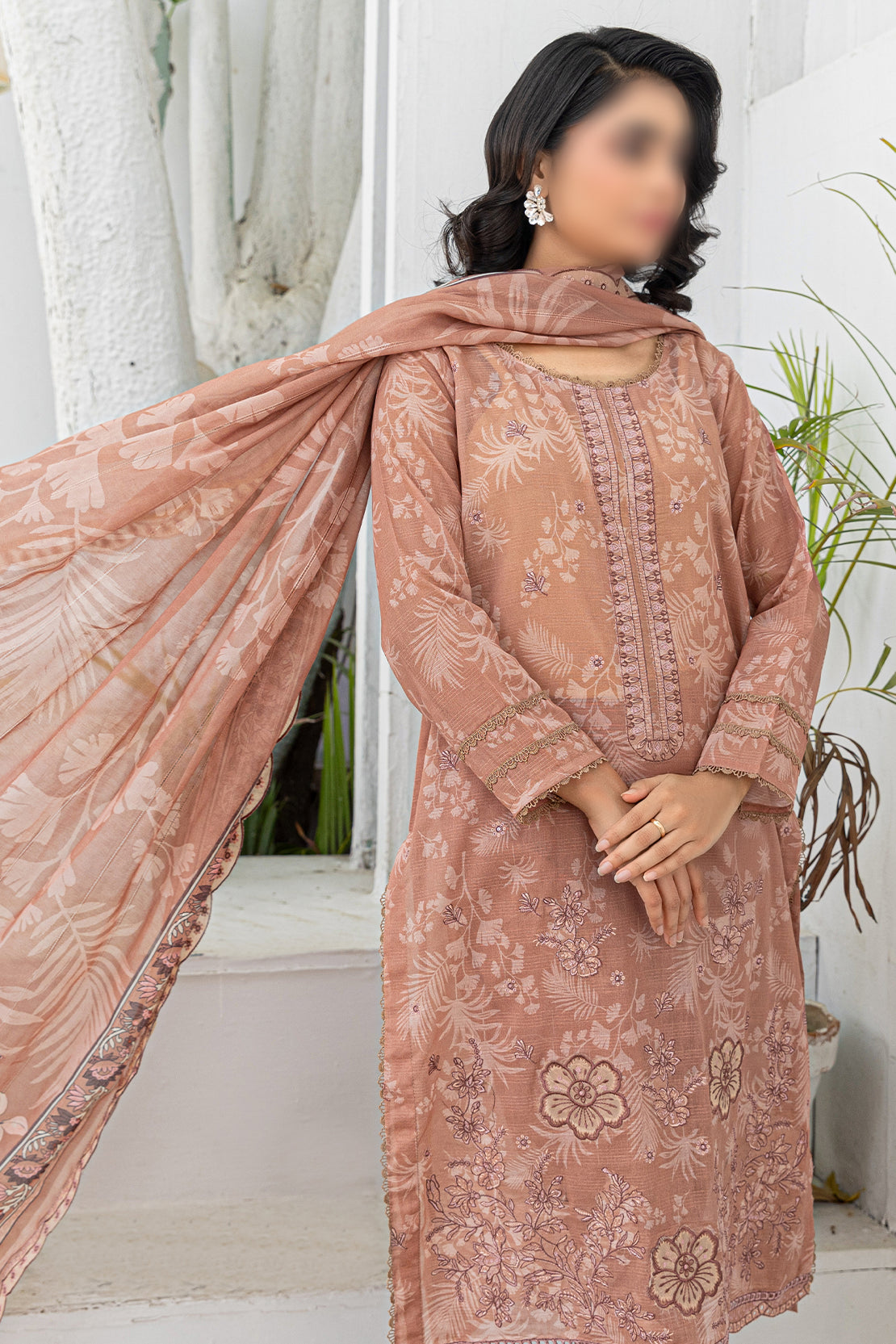 3 Piece - Embroidered Lawn - Afrozeh 203