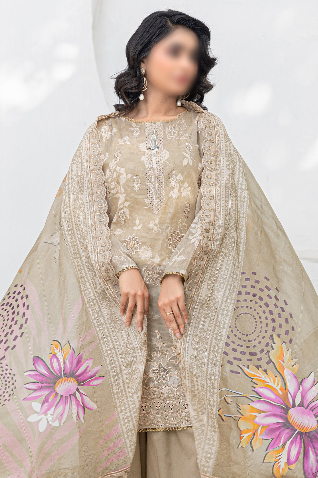 3 Piece - Embroidered Lawn - Afrozeh 205