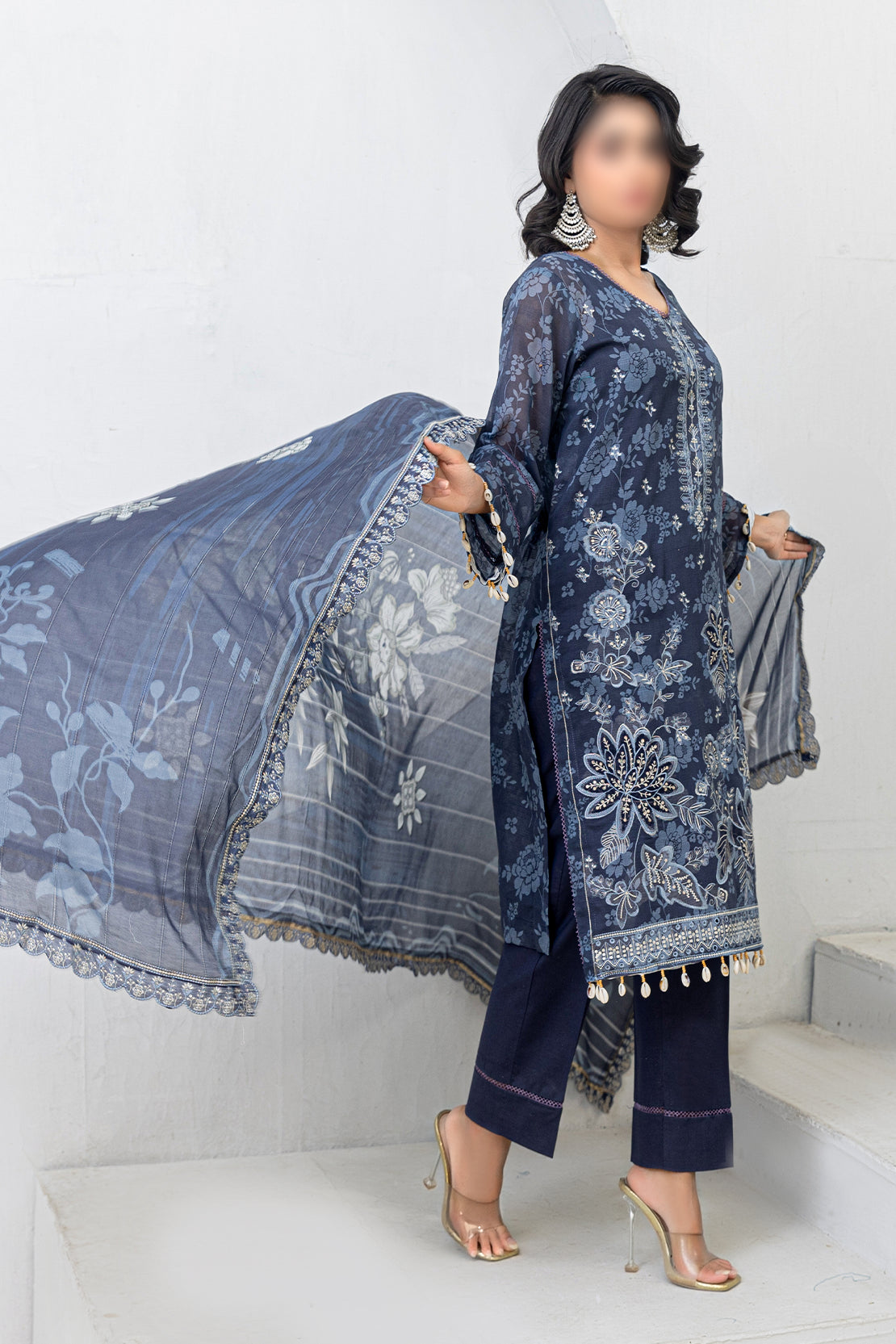 3 Piece - Embroidered Lawn - Afrozeh 209