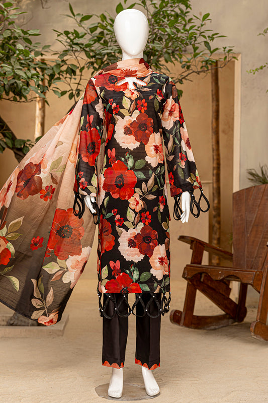 3 Piece - Digitally Printed Doriya Lawn - D703