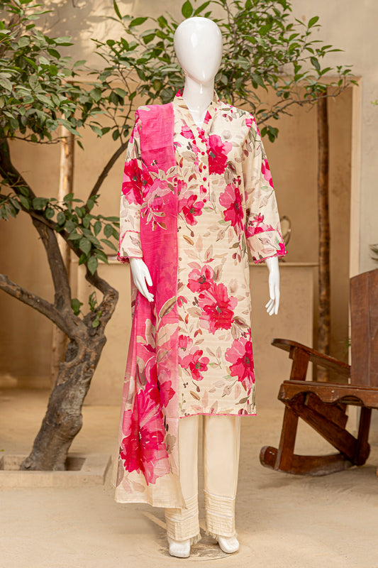 3 Piece - Digitally Printed Doriya Lawn - D704