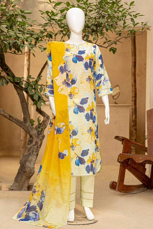 3 Piece - Digitally Printed Doriya Lawn - D705