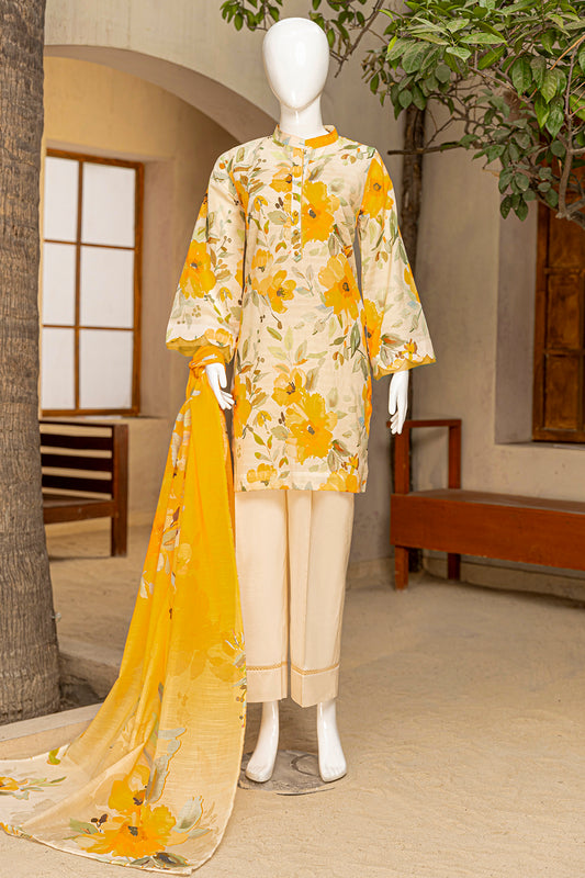 3 Piece - Digitally Printed Doriya Lawn - D707
