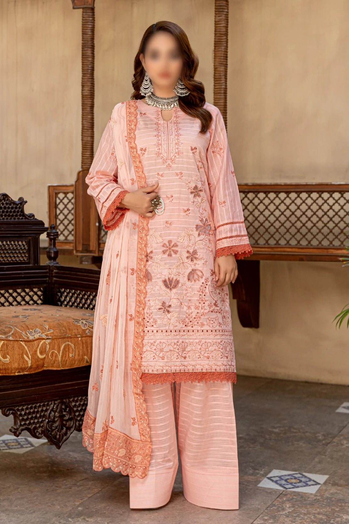 3 Piece - Embroidered Lawn - Farasha 101