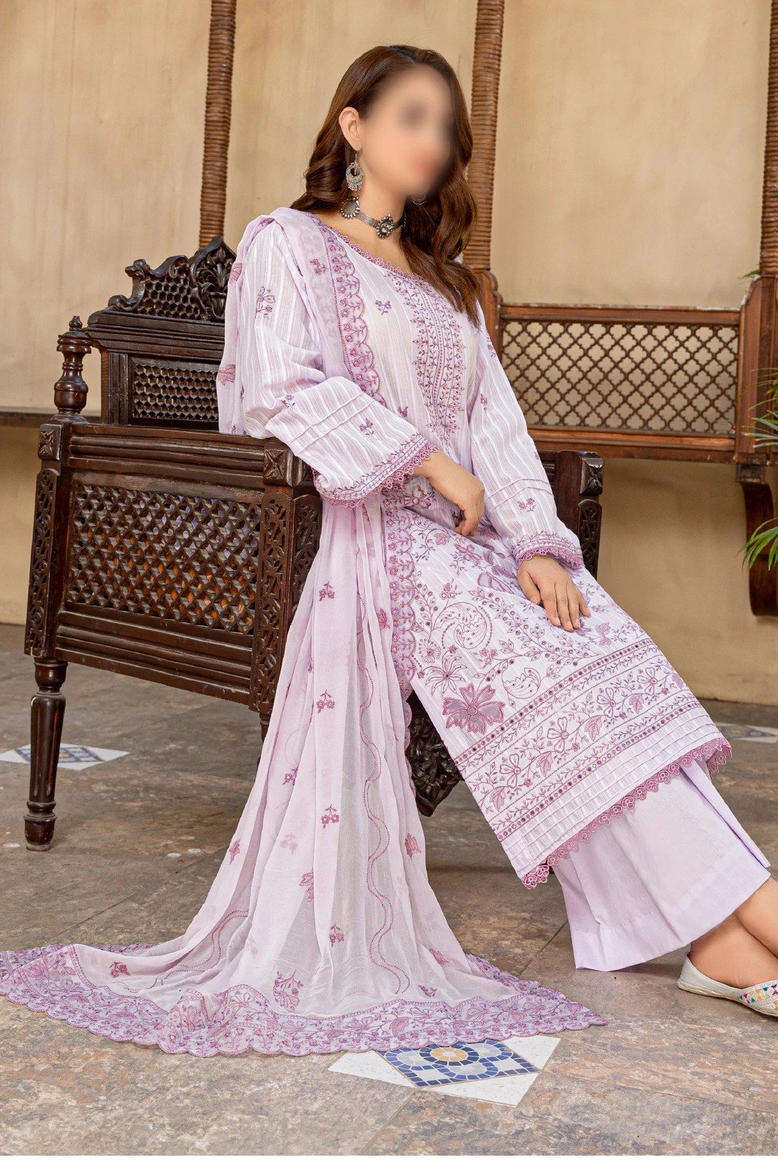 3 Piece - Embroidered Lawn - Farasha 102