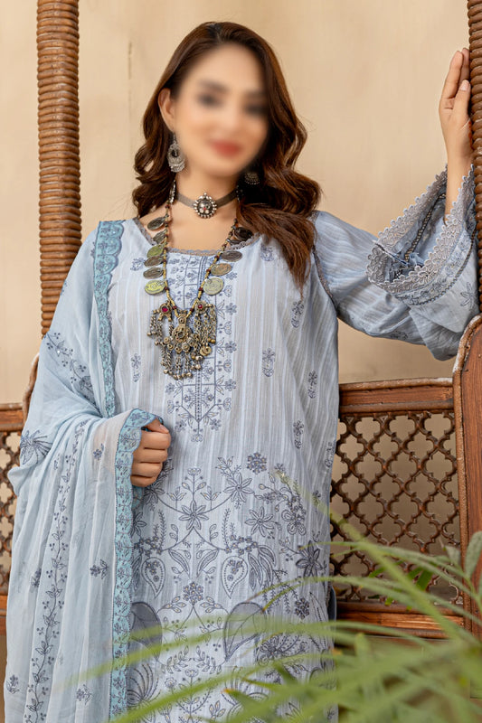 3 Piece - Embroidered Lawn - Farasha 103