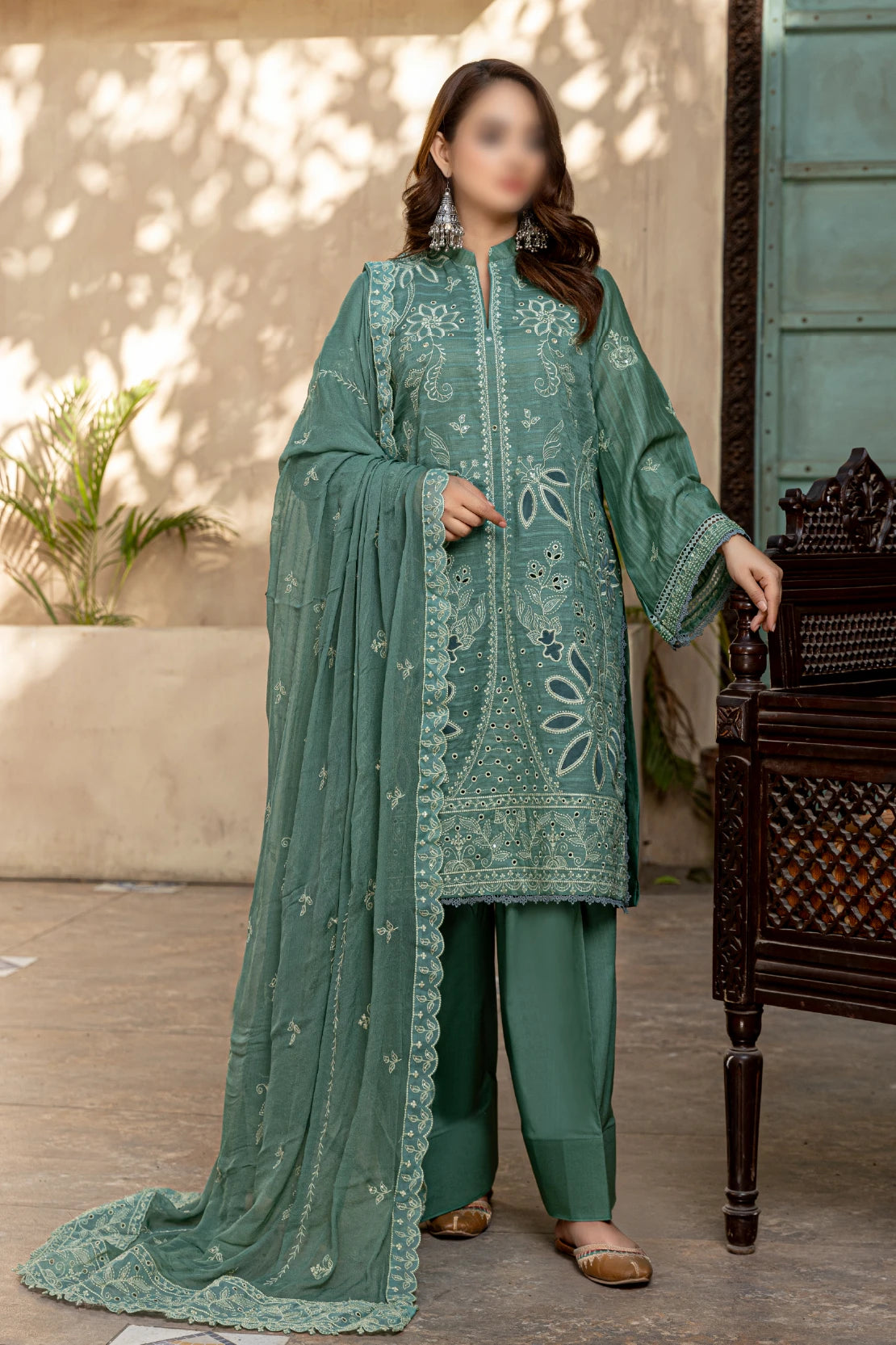 3 Piece - Embroidered Lawn - Farasha 105