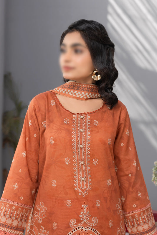 3 Piece - Embroidered Lawn - Jasmine 808