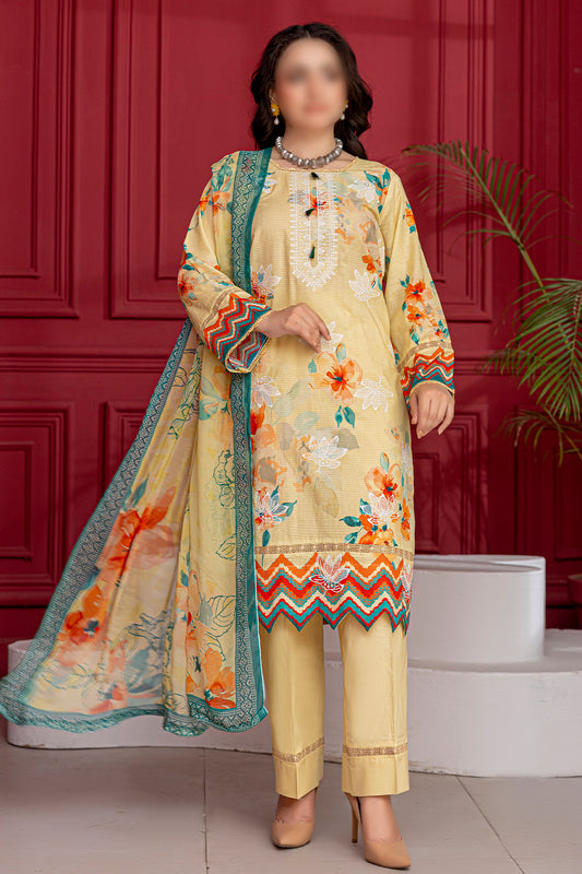 3 Piece - Embroidered Lawn  - Luna 102