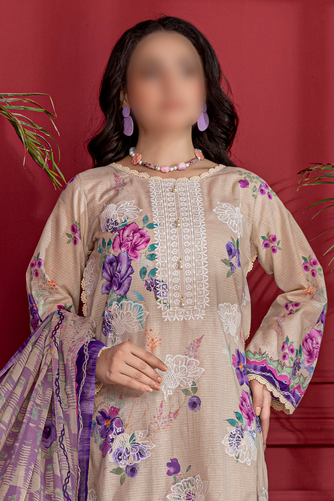 3 Piece - Embroidered Lawn - Luna 105