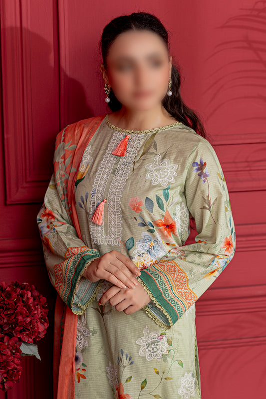3 Piece - Embroidered Lawn  - Luna 107