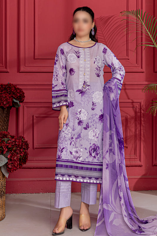 3 Piece - Embroidered Lawn  - Luna 108