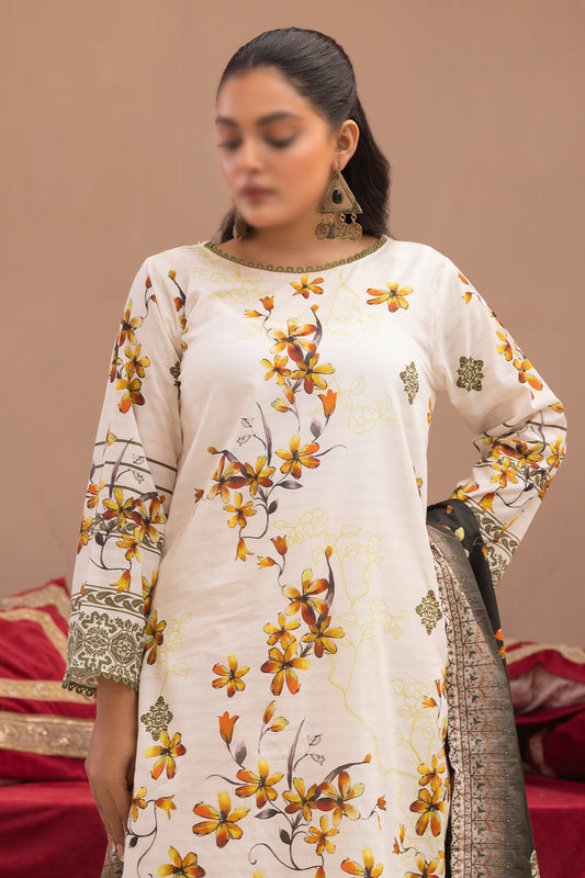 3 Piece - Digitally Printed Lawn - Mahnoosh 107