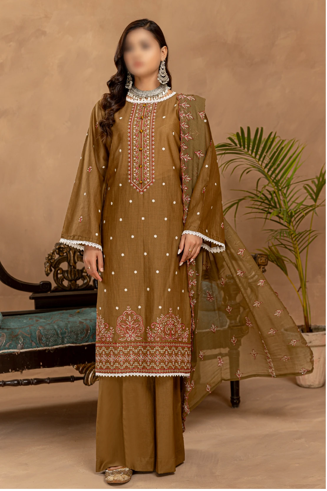 3 Piece - Embroidered Lawn - Nikhar 104