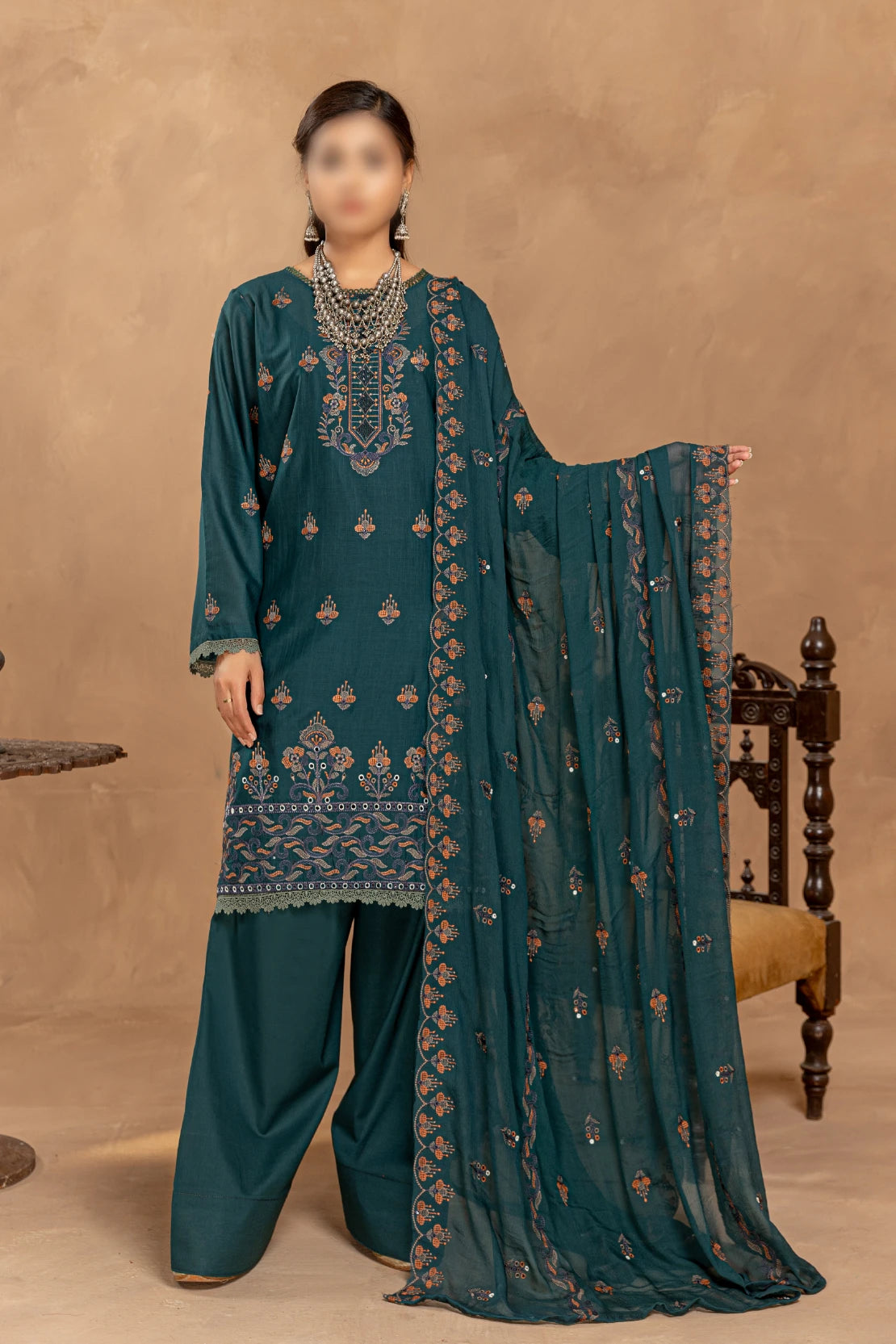 3 Piece - Embroidered Lawn - Nikhar 108