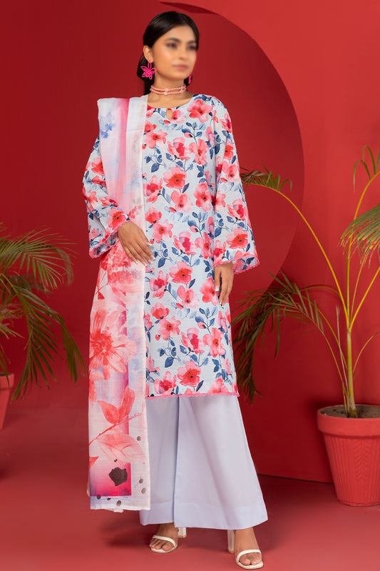 3 Piece - Digitally Printed Lawn - Nureh 1210