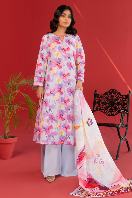 3 Piece - Digitally Printed Lawn - Nureh 1203