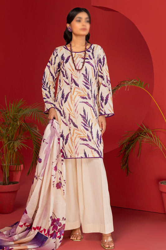 3 Piece - Digitally Printed Lawn - Nureh 1208