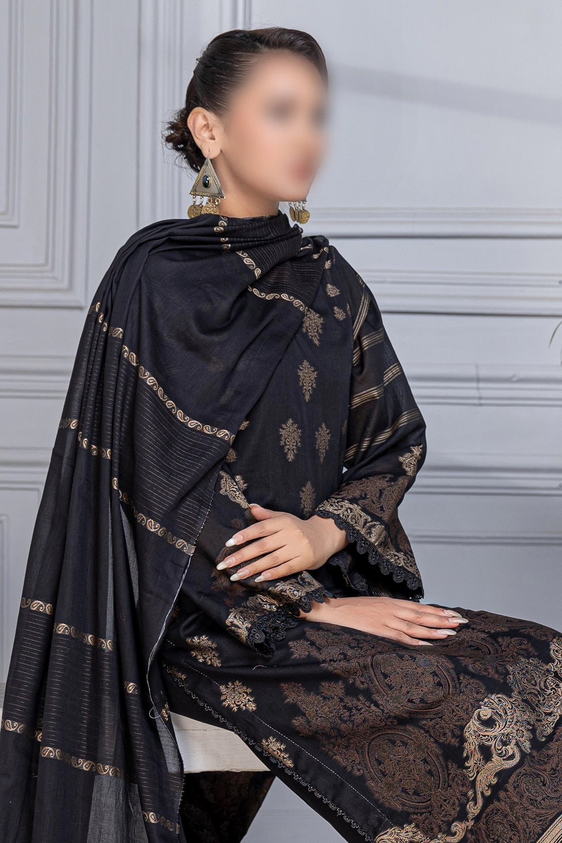 3 Piece - Jacquard Brosha Lawn - RimJim 303